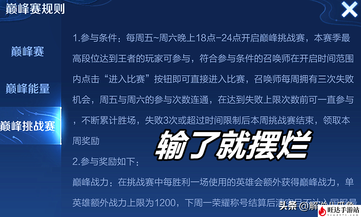 王者荣耀巅峰赛挑战赛什么时候开始的？巅峰挑战赛时间